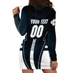 Personalized Carlton Blues Hoodie Dress Modern Geometric Sports Graphic Style