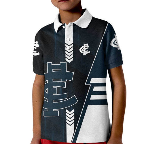 Personalized Carlton Blues Kid Polo Shirt Modern Geometric Sports Graphic Style
