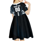 Personalized Carlton Blues Kid Short Sleeve Dress Modern Geometric Sports Graphic Style