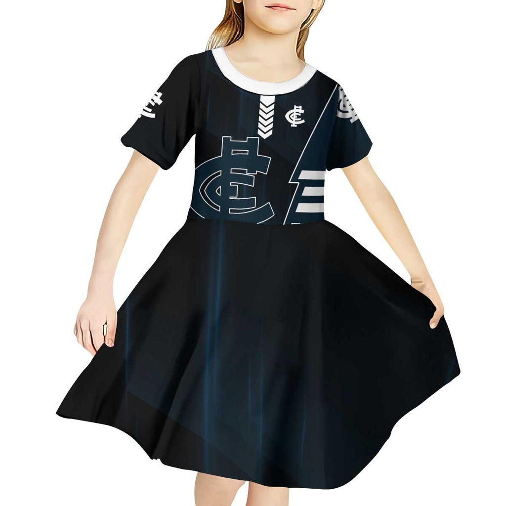 Personalized Carlton Blues Kid Short Sleeve Dress Modern Geometric Sports Graphic Style