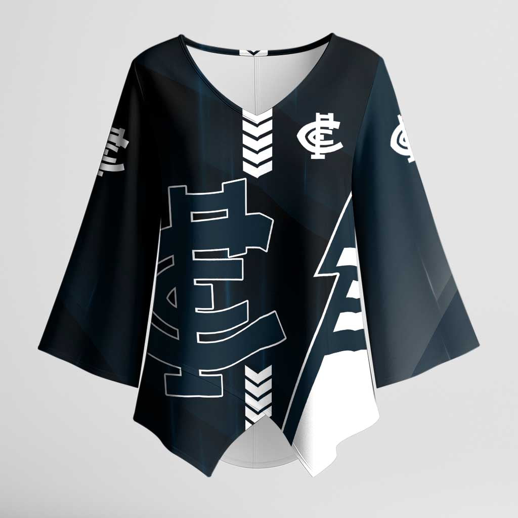 Personalized Carlton Blues Kimono Sleeve Blouse Modern Geometric Sports Graphic Style