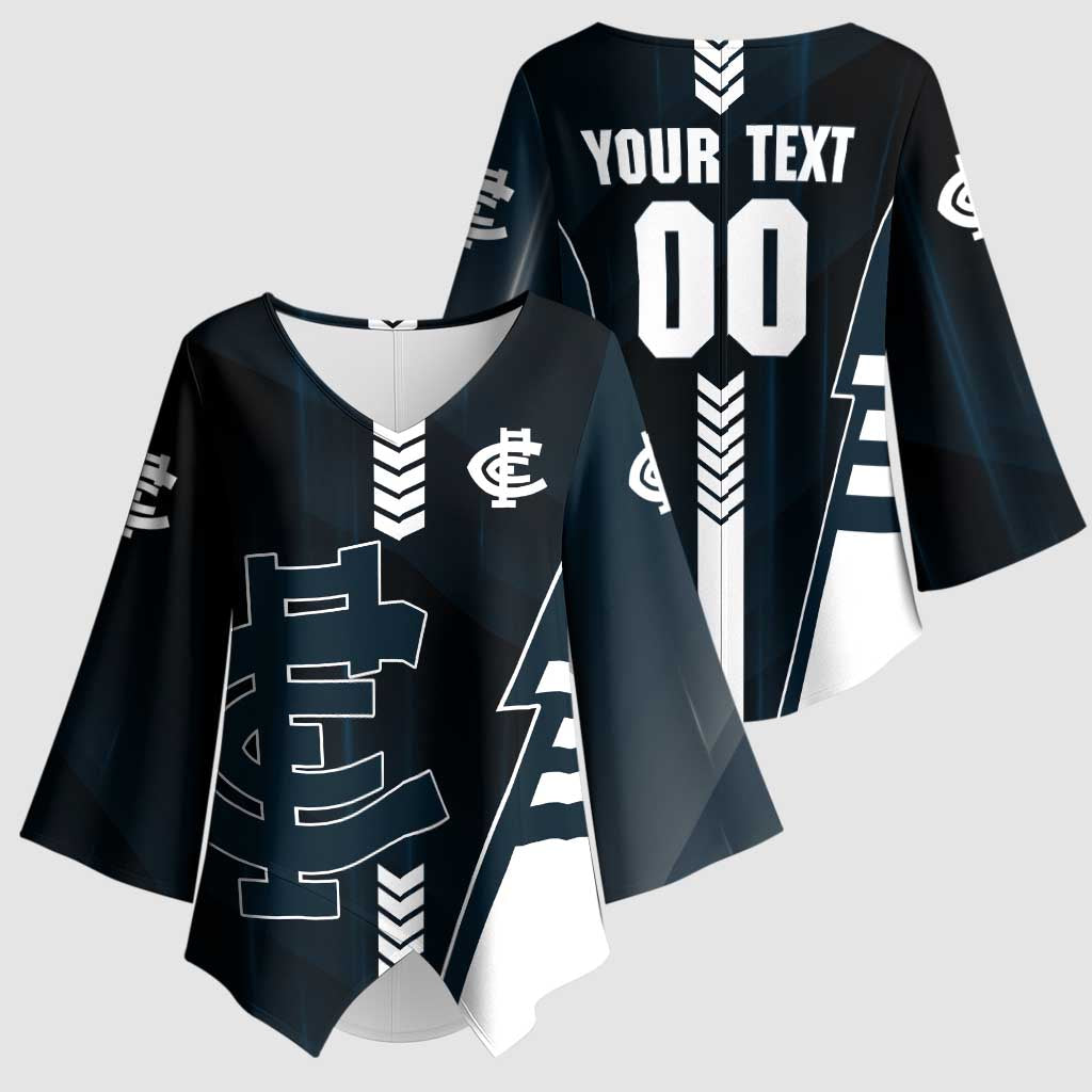 Personalized Carlton Blues Kimono Sleeve Blouse Modern Geometric Sports Graphic Style