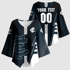 Personalized Carlton Blues Kimono Sleeve Blouse Modern Geometric Sports Graphic Style