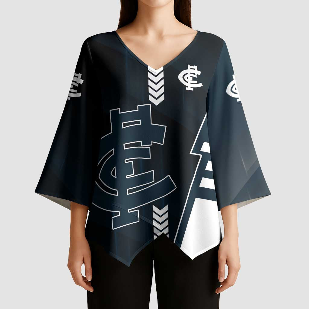 Personalized Carlton Blues Kimono Sleeve Blouse Modern Geometric Sports Graphic Style