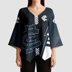 Personalized Carlton Blues Kimono Sleeve Blouse Modern Geometric Sports Graphic Style
