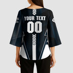 Personalized Carlton Blues Kimono Sleeve Blouse Modern Geometric Sports Graphic Style
