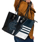 Carlton Blues Leather Tote Bag Modern Geometric Sports Graphic Style