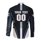 Personalized Carlton Blues Long Sleeve Button Shirt Modern Geometric Sports Graphic Style