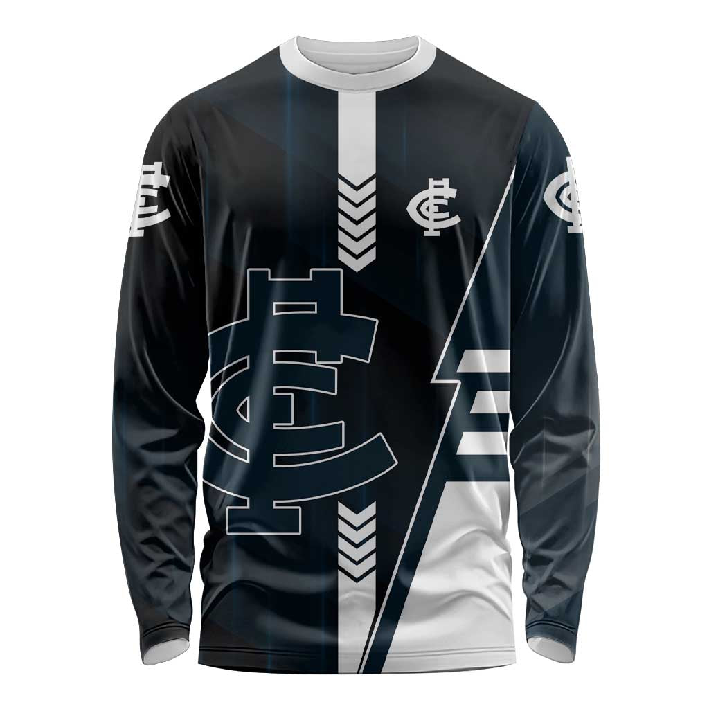 Personalized Carlton Blues Long Sleeve Shirt Modern Geometric Sports Graphic Style
