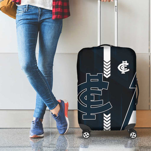 Carlton Blues Luggage Cover Modern Geometric Sports Graphic Style