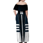 Personalized Carlton Blues Off Shoulder Maxi Dress Modern Geometric Sports Graphic Style