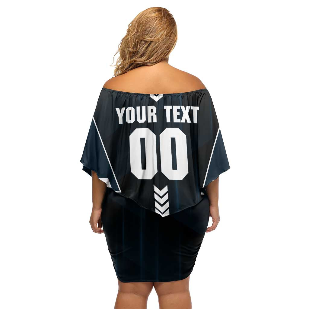 Personalized Carlton Blues Off Shoulder Short Dress Modern Geometric Sports Graphic Style