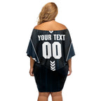 Personalized Carlton Blues Off Shoulder Short Dress Modern Geometric Sports Graphic Style