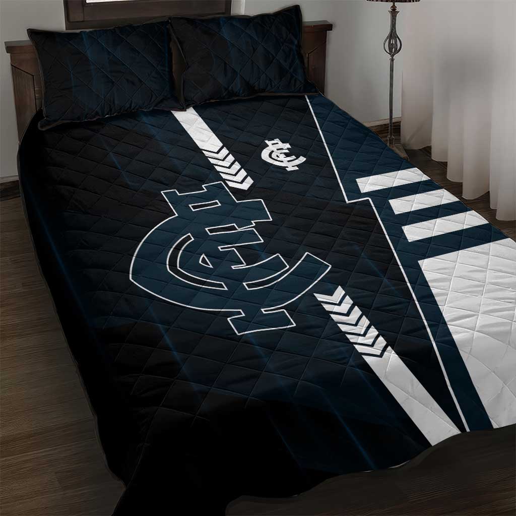 Carlton Blues Quilt Bed Set Modern Geometric Sports Graphic Style