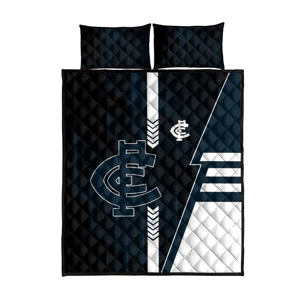 Carlton Blues Quilt Bed Set Modern Geometric Sports Graphic Style