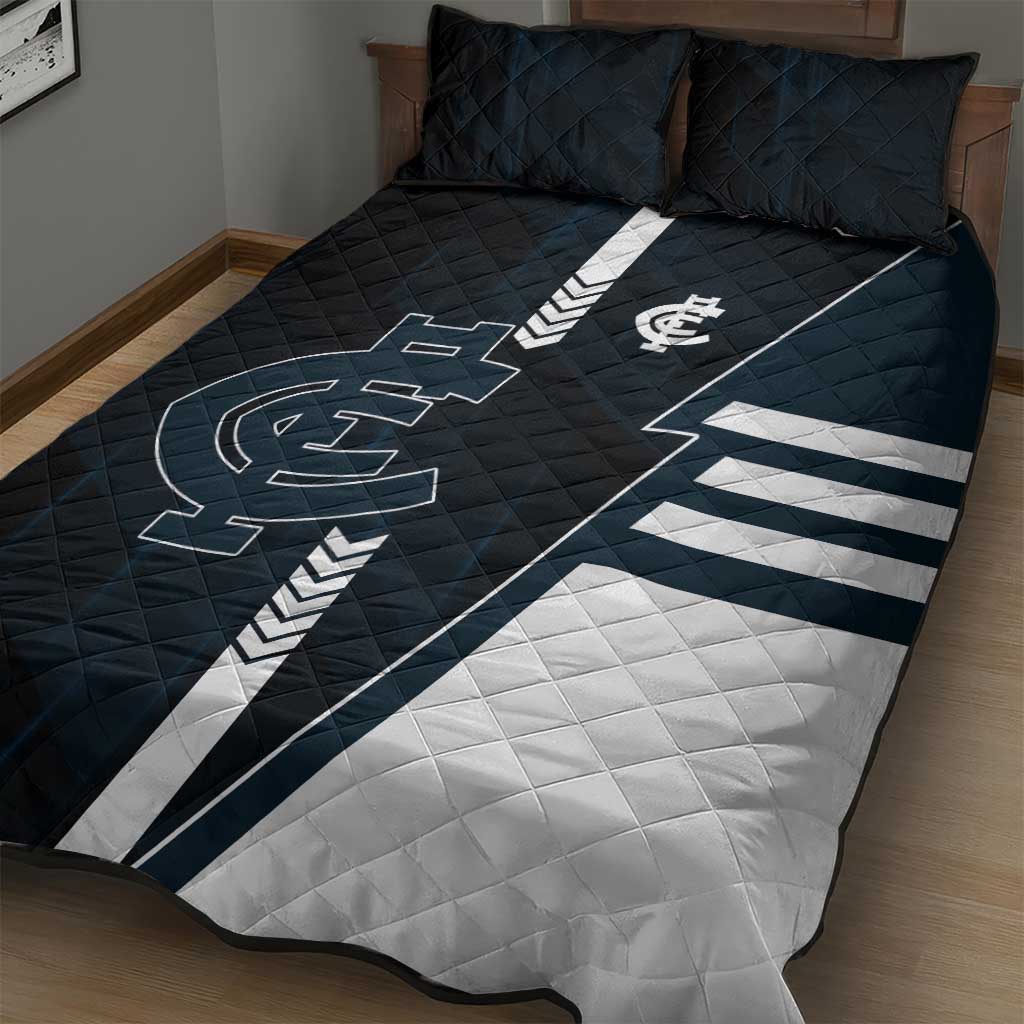Carlton Blues Quilt Bed Set Modern Geometric Sports Graphic Style