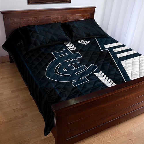 Carlton Blues Quilt Bed Set Modern Geometric Sports Graphic Style