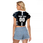 Personalized Carlton Blues Raglan Cropped T Shirt Modern Geometric Sports Graphic Style