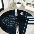 Carlton Blues Round Carpet Modern Geometric Sports Graphic Style