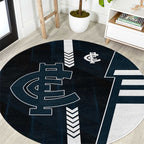 Carlton Blues Round Carpet Modern Geometric Sports Graphic Style