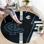 Carlton Blues Round Carpet Modern Geometric Sports Graphic Style
