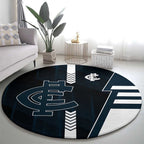 Carlton Blues Round Carpet Modern Geometric Sports Graphic Style
