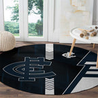 Carlton Blues Round Carpet Modern Geometric Sports Graphic Style