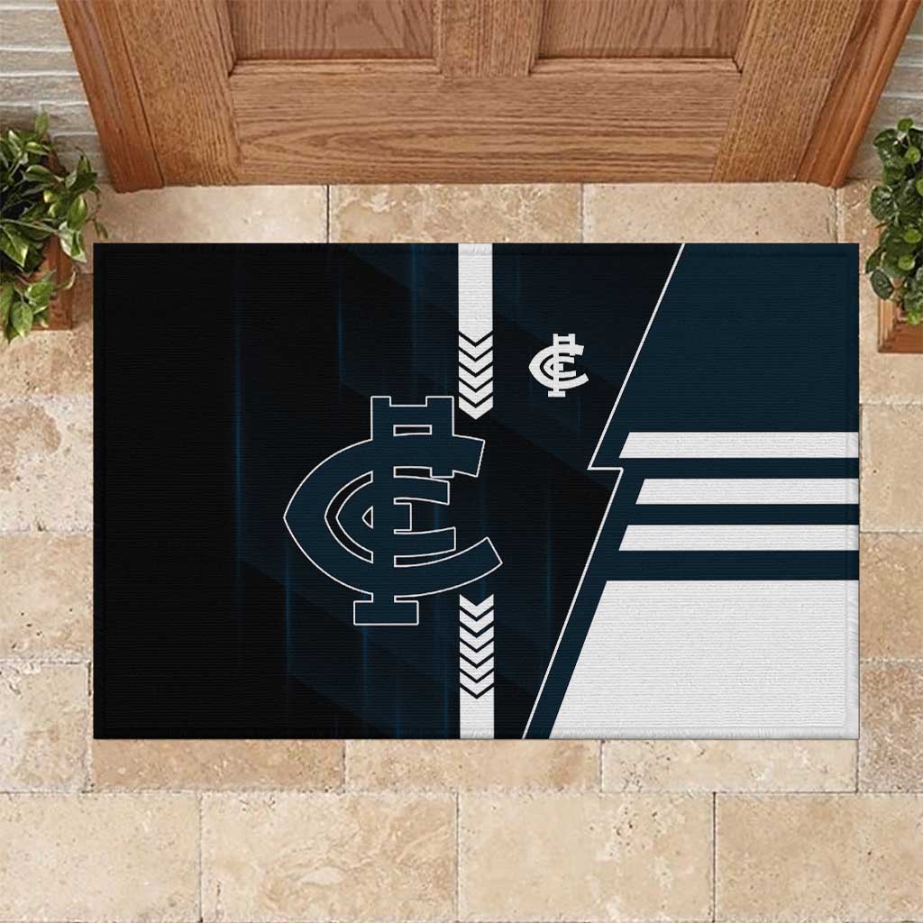 Carlton Blues Rubber Doormat Modern Geometric Sports Graphic Style
