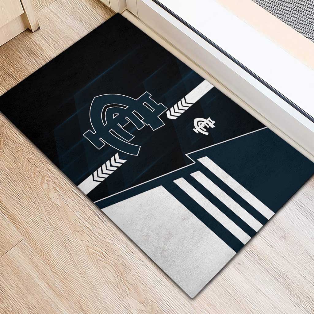 Carlton Blues Rubber Doormat Modern Geometric Sports Graphic Style