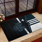 Carlton Blues Rubber Doormat Modern Geometric Sports Graphic Style