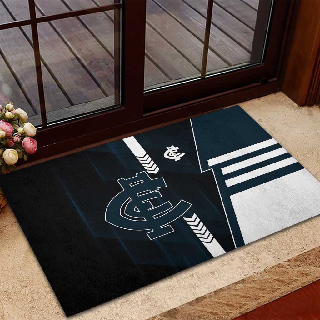 Carlton Blues Rubber Doormat Modern Geometric Sports Graphic Style