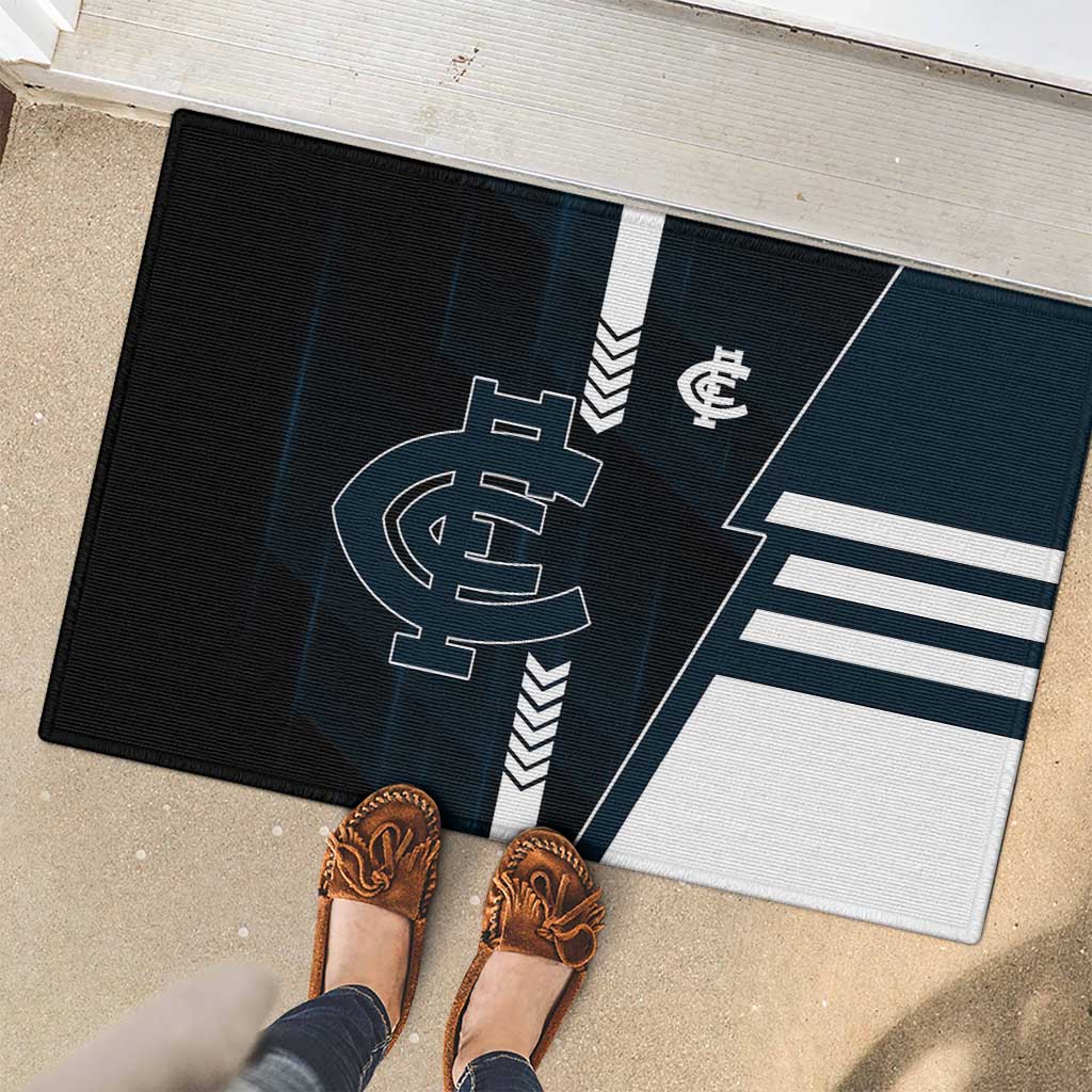 Carlton Blues Rubber Doormat Modern Geometric Sports Graphic Style