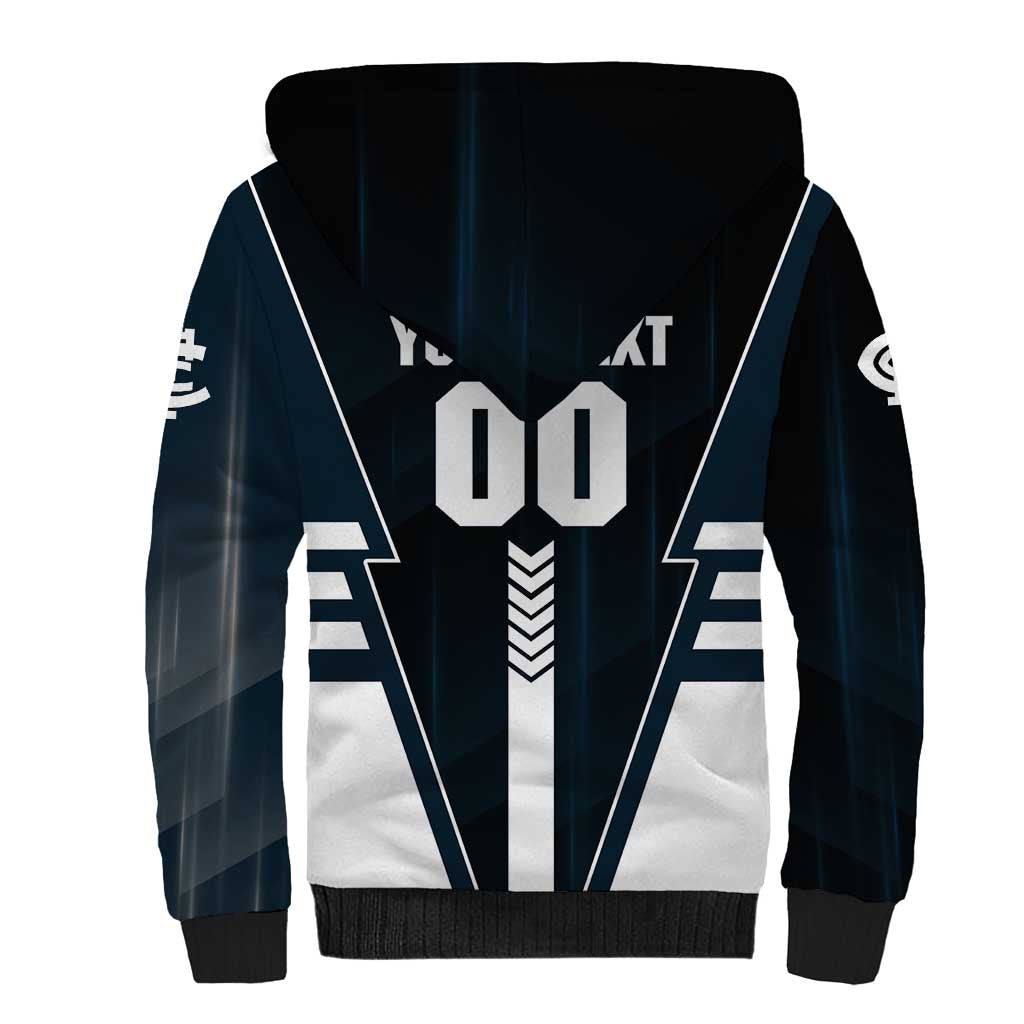 Personalized Carlton Blues Sherpa Hoodie Modern Geometric Sports Graphic Style