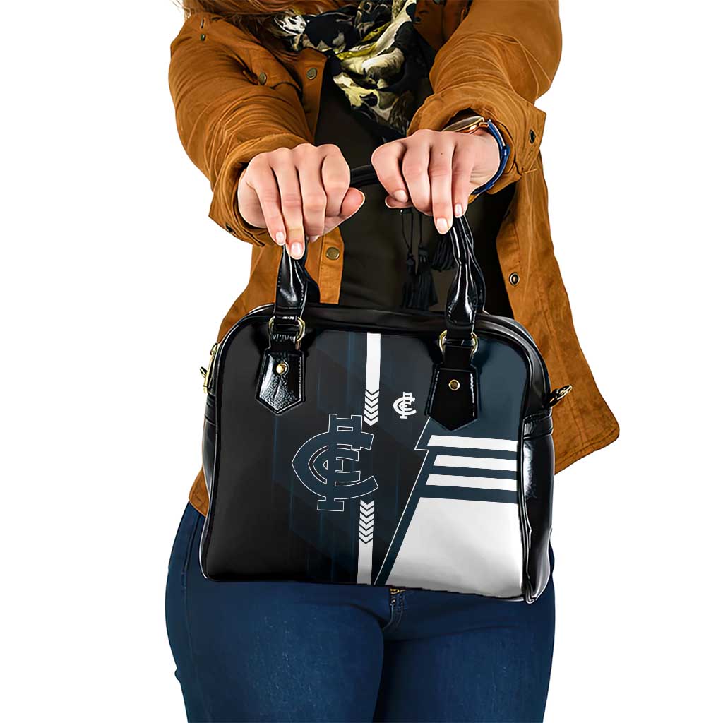 Carlton Blues Shoulder Handbag Modern Geometric Sports Graphic Style