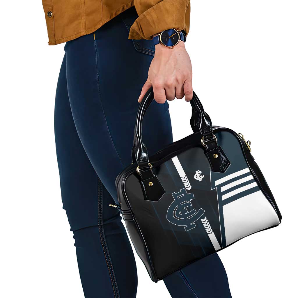Carlton Blues Shoulder Handbag Modern Geometric Sports Graphic Style