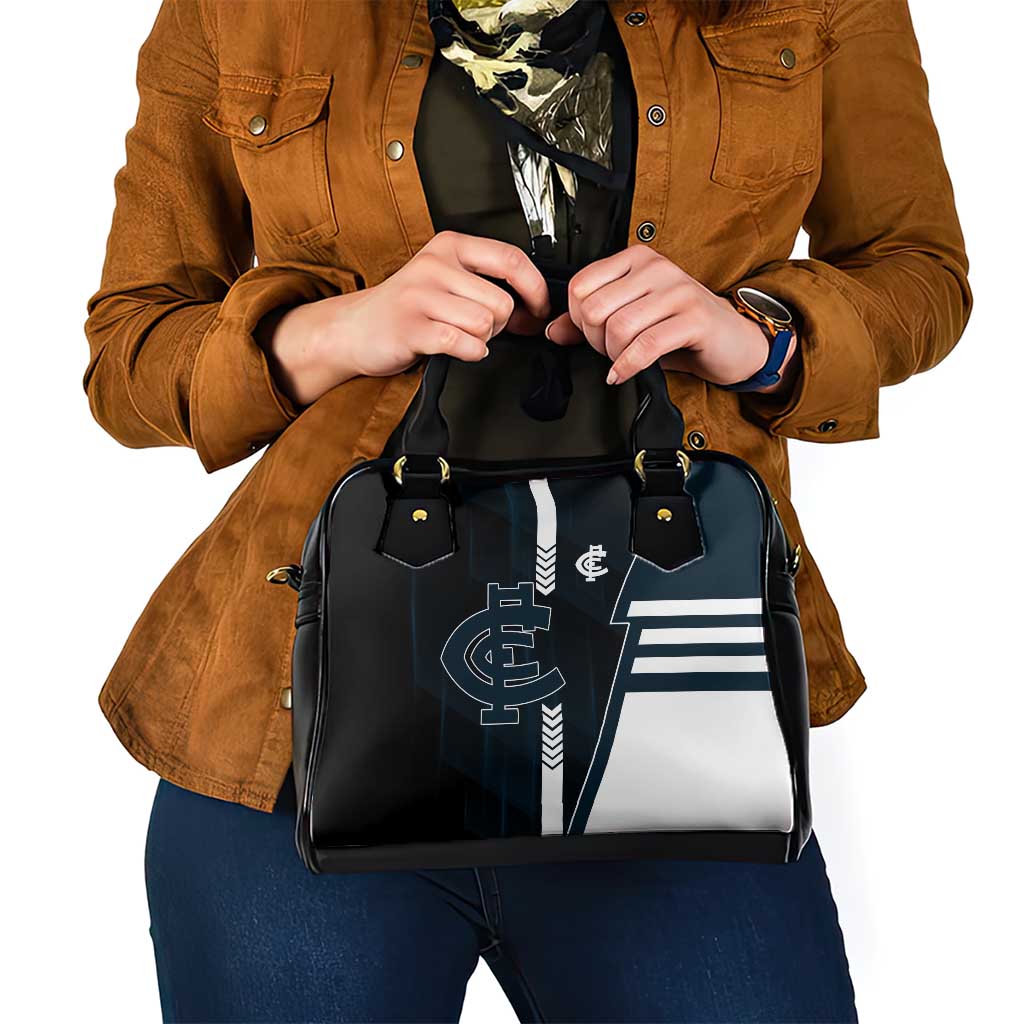 Carlton Blues Shoulder Handbag Modern Geometric Sports Graphic Style