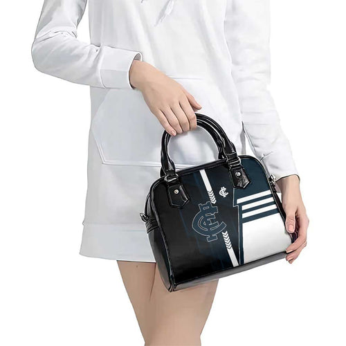 Carlton Blues Shoulder Handbag Modern Geometric Sports Graphic Style