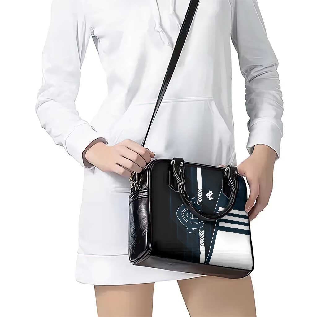 Carlton Blues Shoulder Handbag Modern Geometric Sports Graphic Style