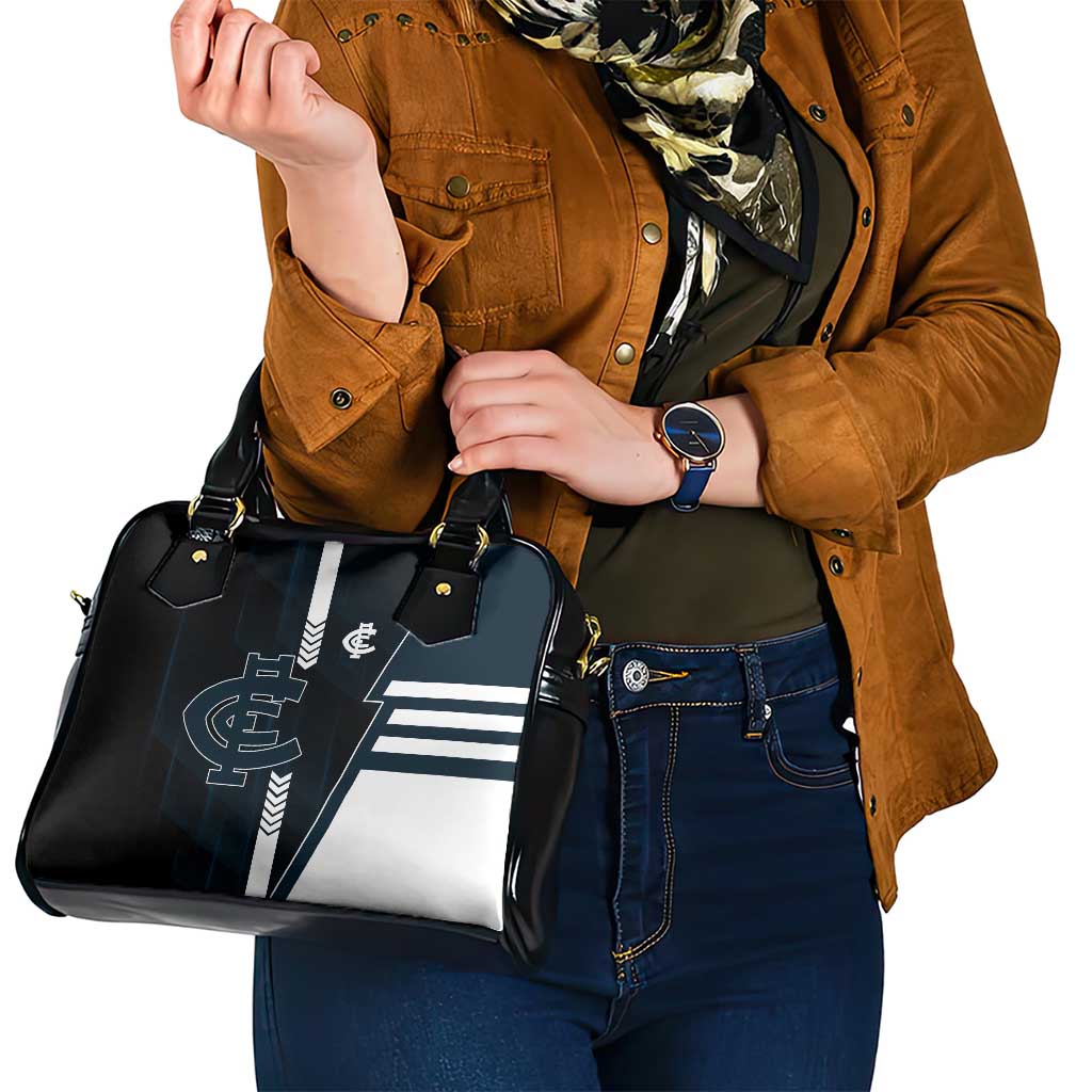 Carlton Blues Shoulder Handbag Modern Geometric Sports Graphic Style