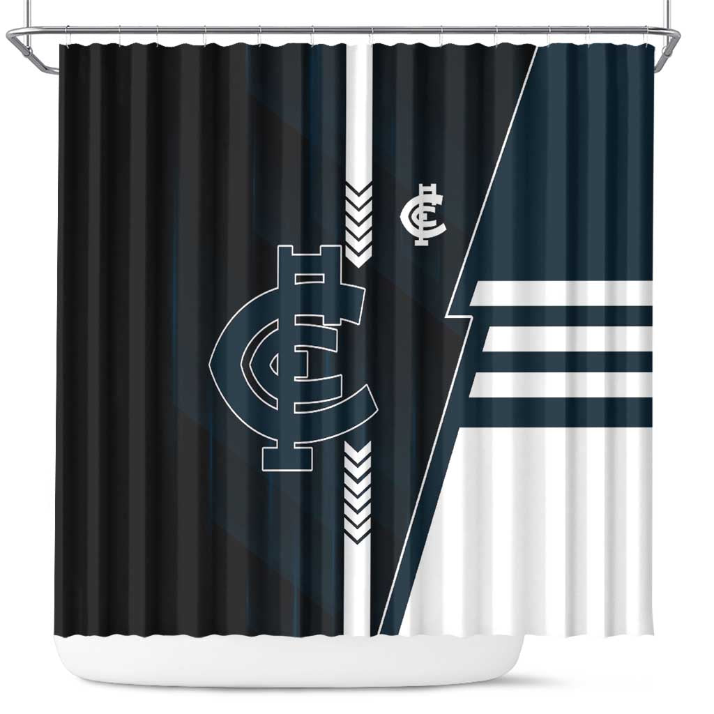 Carlton Blues Shower Curtain Modern Geometric Sports Graphic Style