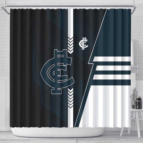 Carlton Blues Shower Curtain Modern Geometric Sports Graphic Style