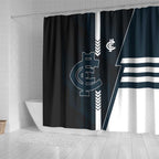 Carlton Blues Shower Curtain Modern Geometric Sports Graphic Style