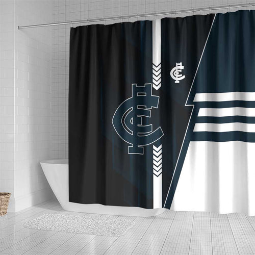 Carlton Blues Shower Curtain Modern Geometric Sports Graphic Style