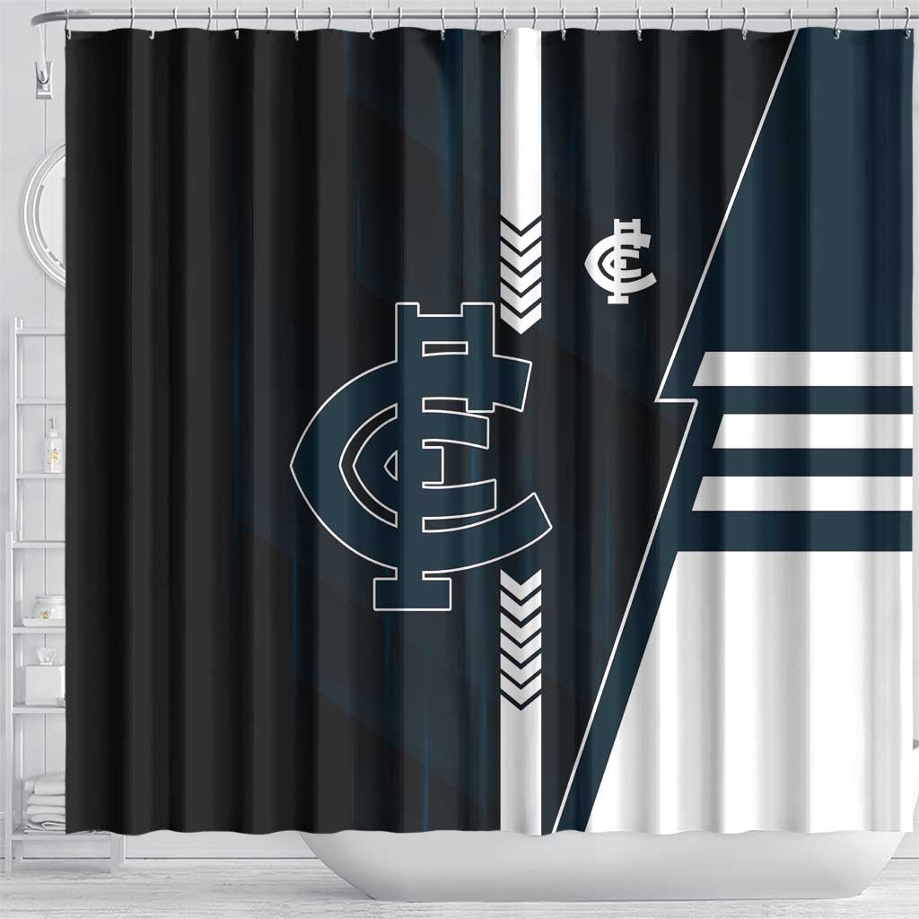 Carlton Blues Shower Curtain Modern Geometric Sports Graphic Style