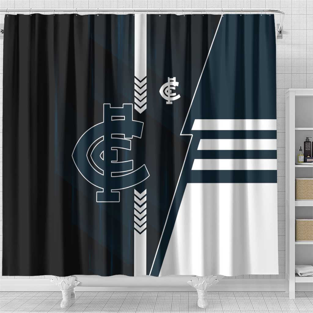 Carlton Blues Shower Curtain Modern Geometric Sports Graphic Style