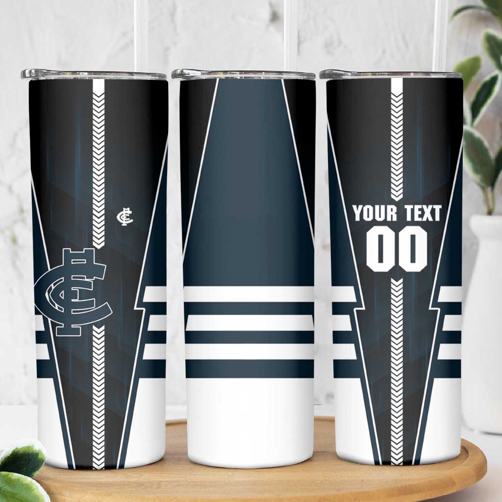 Personalized Carlton Blues Skinny Tumbler Modern Geometric Sports Graphic Style
