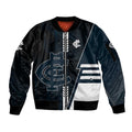 Personalized Carlton Blues Sleeve Zip Bomber Jacket Modern Geometric Sports Graphic Style