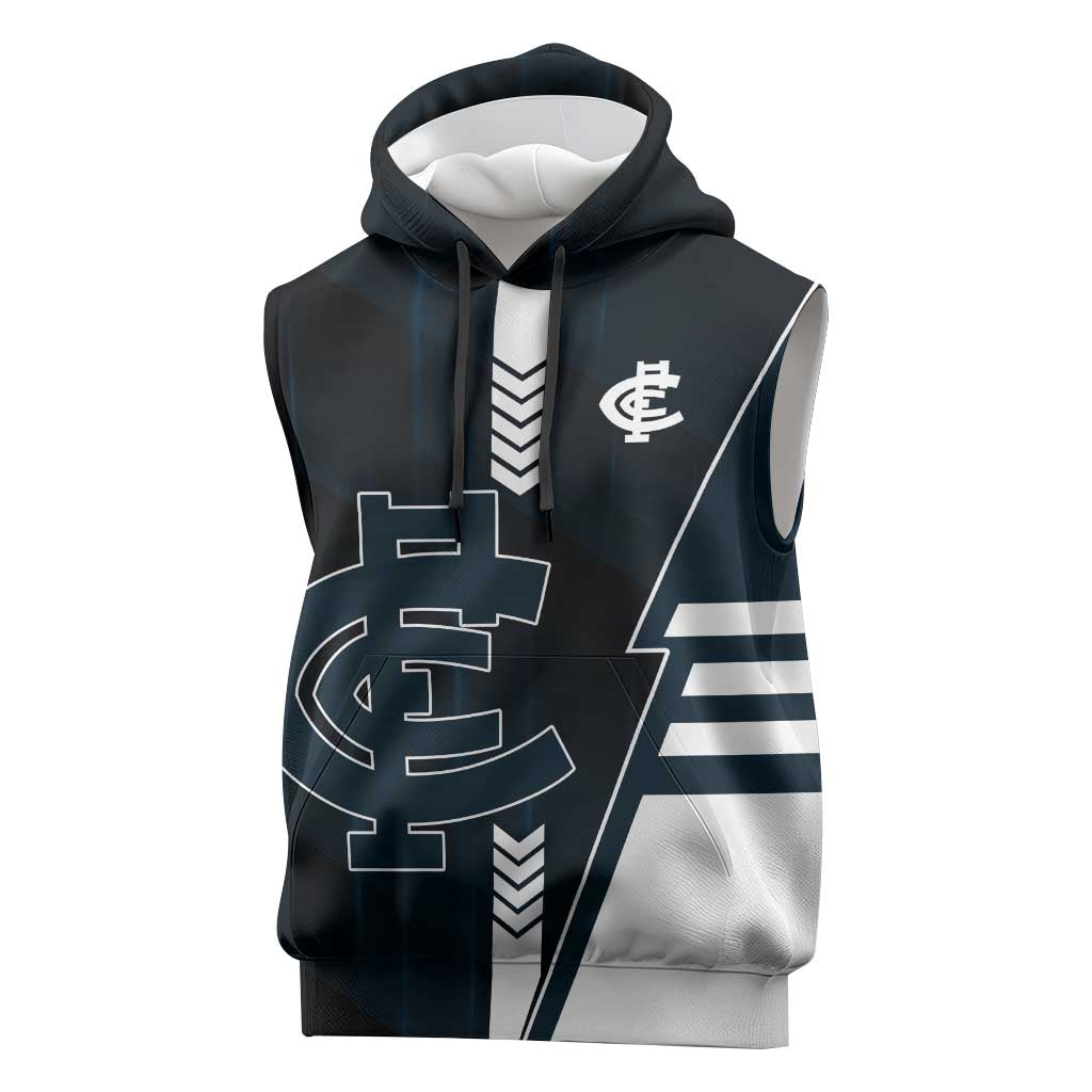 Personalized Carlton Blues Sleeveless Hoodie Modern Geometric Sports Graphic Style