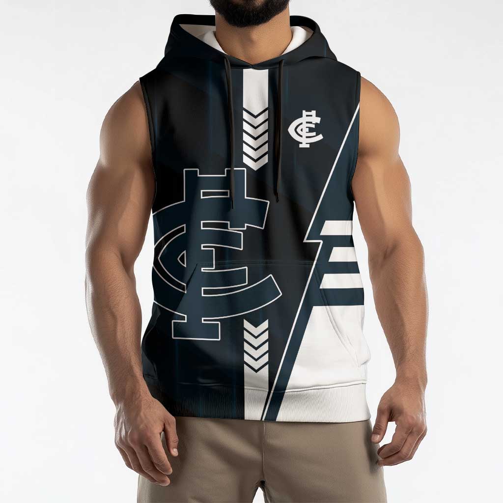 Personalized Carlton Blues Sleeveless Hoodie Modern Geometric Sports Graphic Style