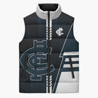 Personalized Carlton Blues Sleeveless Puffer Jacket Modern Geometric Sports Graphic Style